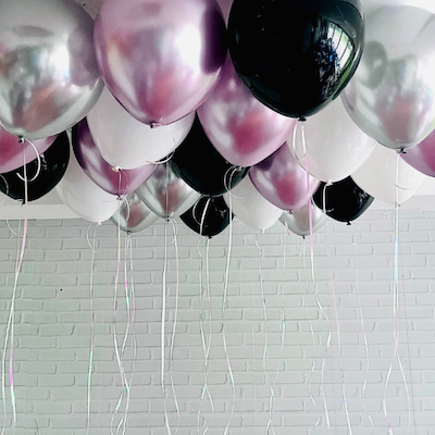 Пастель белый/чёрный, хром розовый/серебро - 15шт